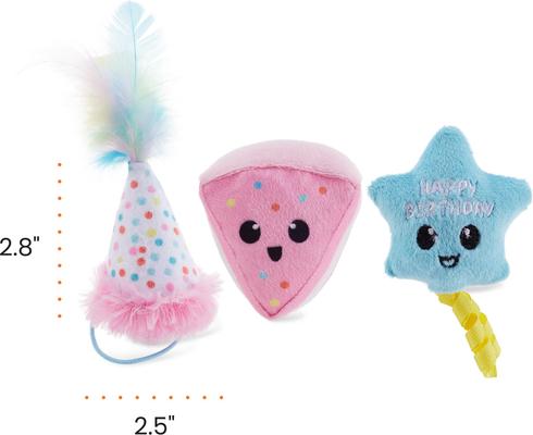 Show full view: Catstages Happy Purrthday Birthday Themed Blend Cat Plush Toy with Catnip, 3 count, Multicolor slide 8 of 10