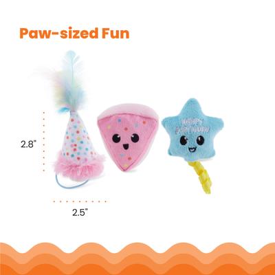 Show full view: Catstages Happy Purrthday Birthday Themed Blend Cat Plush Toy with Catnip, 3 count, Multicolor slide 5 of 10