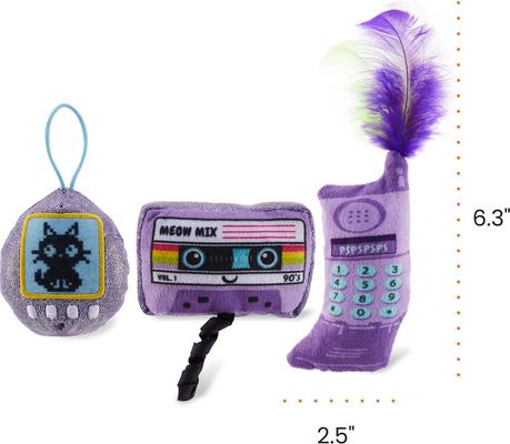Show full view: Catstages So Meowsome 90s Themed Blend Cat Plush Toy with Catnip, 3 count, Multicolor slide 8 of 9