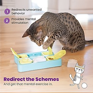Catstages Kitty Cube Cat Treat Puzzle Toy, Blue