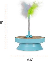 Catstages 2-in-1 Spring Toy Interactive Topper for Ball Track with Removable Feather & Corrugated Scratcher Cat Toy, Brown slide 2 of 8