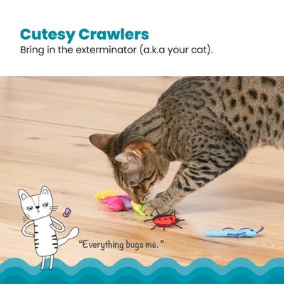 Show full view: Catstages Cute As a Bug Themed Plush Interactive Crinkle Mesh Cat Toy with Catnip, Multicolor, Small slide 2 of 9