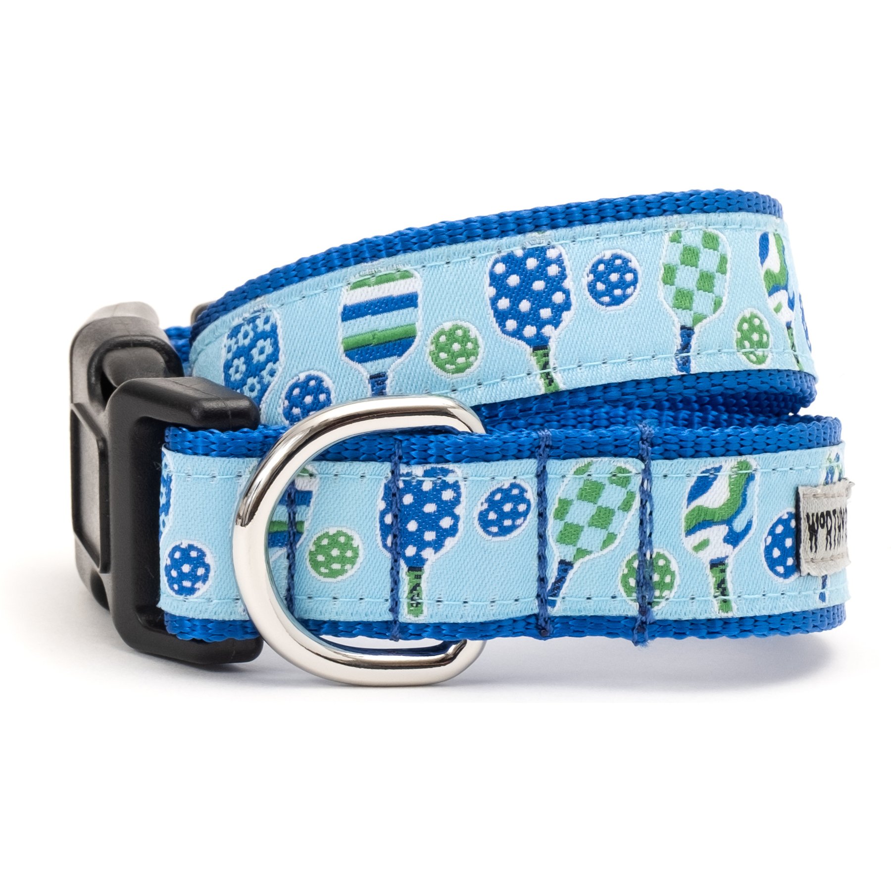 The Worthy Dog Pickleball Dog Collar, Blue, Medium: 11 to 17-in neck, 1-in wide