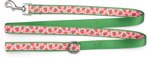 Show full view: The Worthy Dog Strawberries Dog Leash, Pink, Small: 5-ft long, 5/8-in wide slide 2 of 4