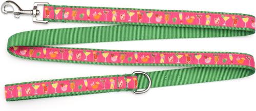 Show full view: The Worthy Dog Summer Cheer Dog Leash, Fuchsia, Large: 5-ft long, 1-in wide slide 2 of 3