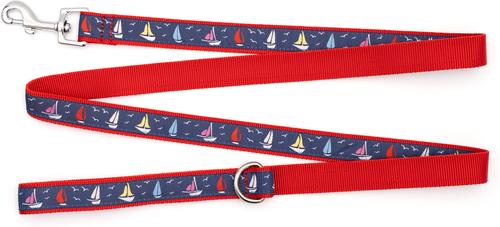 Show full view: The Worthy Dog Sailboats Dog Leash, Navy, Large: 5-ft long, 1-in wide slide 2 of 4