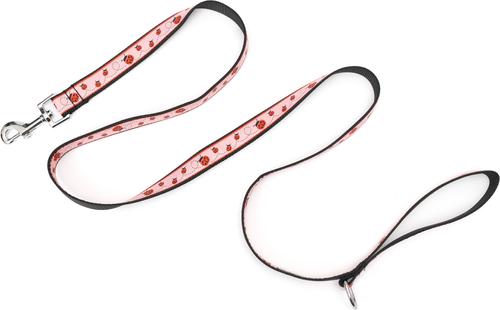 Show full view: The Worthy Dog Ladybug Dog Leash, Pink, Small: 5-ft long, 5/8-in wide slide 2 of 3