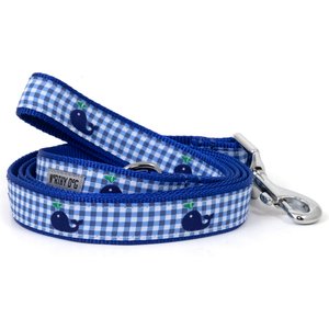 The Worthy Dog Gingham Whales Dog Leash, Blue, Large: 5-ft long, 1-in wide