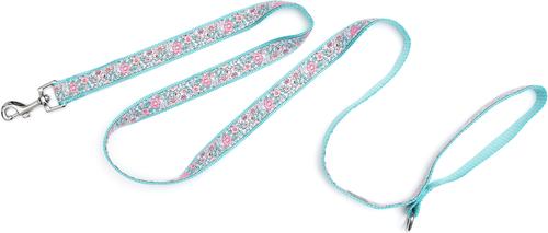 Show full view: The Worthy Dog Garden Party Dog Leash, Pink, Small: 5-ft long, 5/8-in wide slide 2 of 3