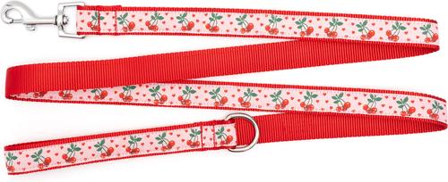 Show full view: The Worthy Dog Cherries Jubilee Dog Leash, Pink, Large: 5-ft long, 1-in wide slide 2 of 3
