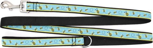 Show full view: The Worthy Dog Busy Bee Dog Leash, Blue, Small: 5-ft long, 5/8-in wide slide 3 of 3