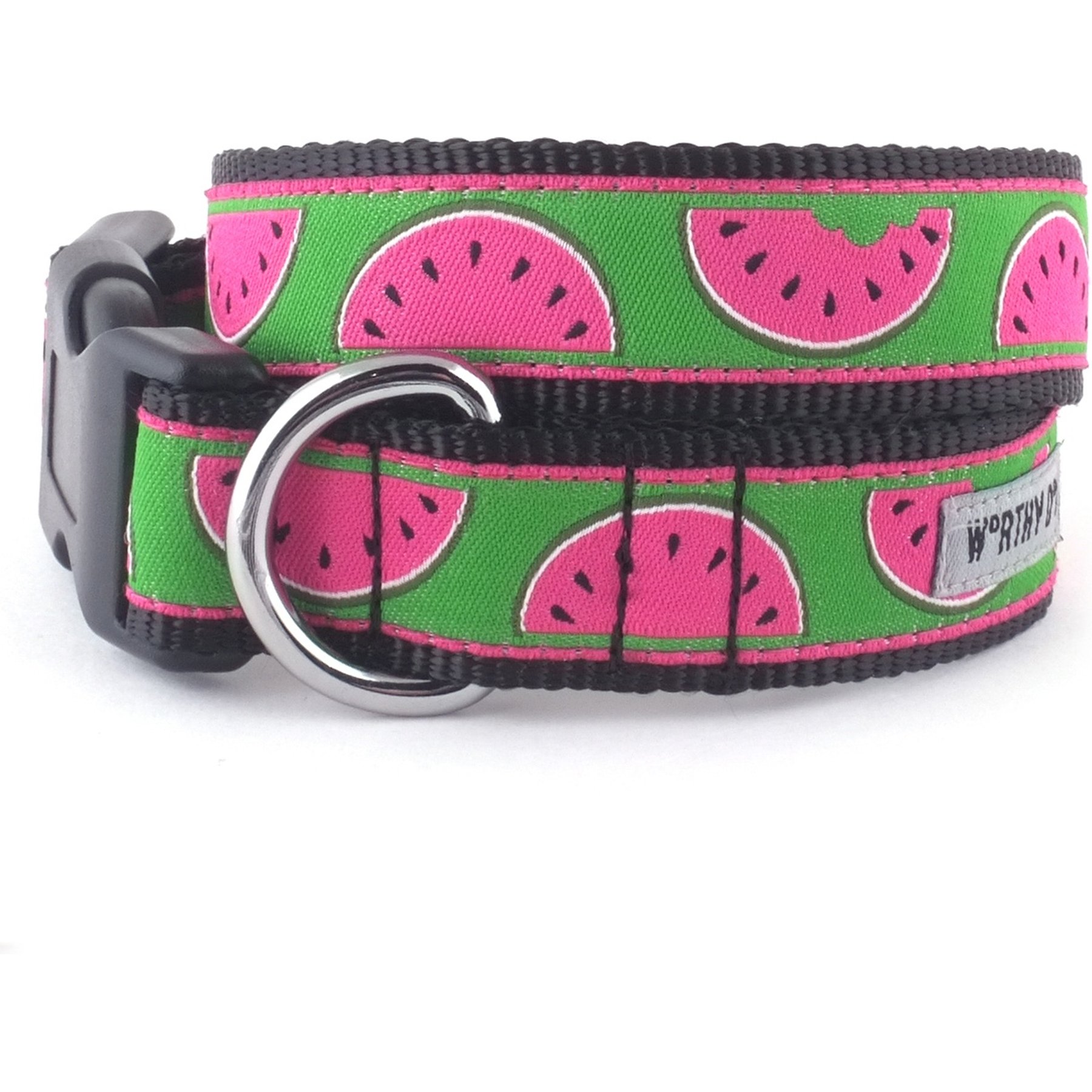 The Worthy Dog Watermelon Dog Collar, Green, Small: 8 to 14-in neck, 5/8-in wide
