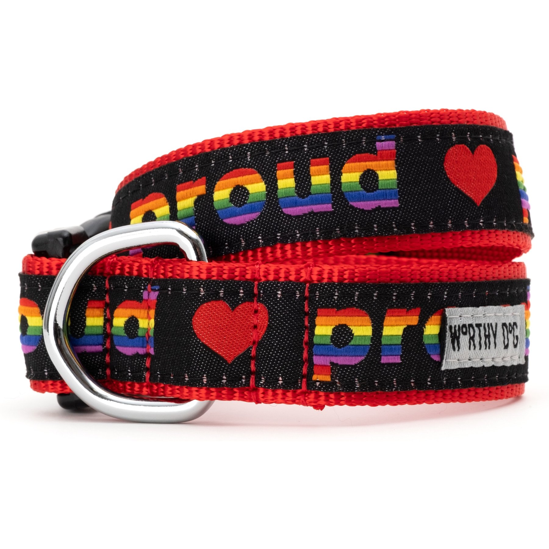The Worthy Dog Proud Dog Collar, Black Multicolored, X-Large: 17 to 23-in neck, 1-in wide