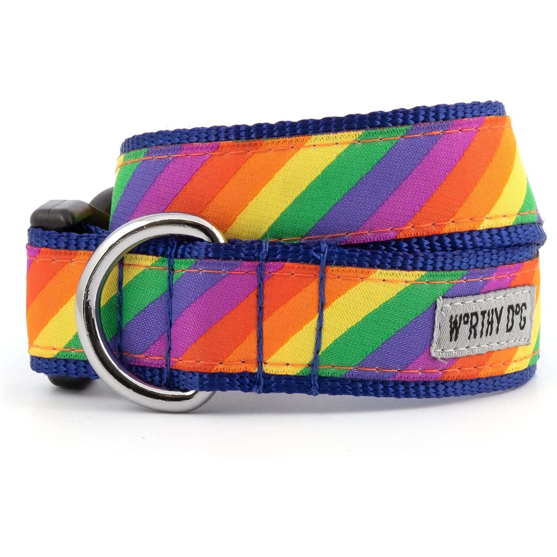 The Worthy Dog Rainbow Dog Collar, Multicolored, X-Small: 5 to 11-in neck, 1/2-in wide