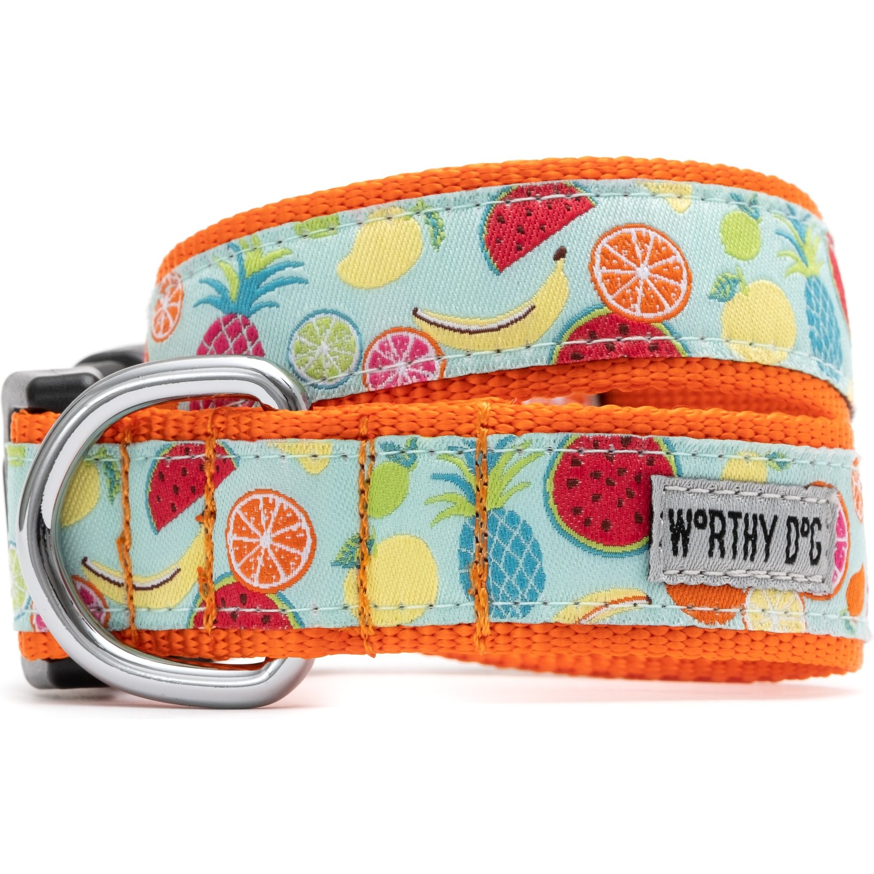 The Worthy Dog Tutti Frutti Dog Collar, Blue, Small: 8 to 14-in neck, 5/8-in wide