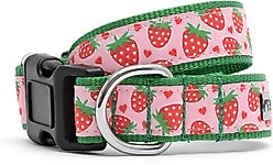 The Worthy Dog Strawberries Dog Collar, Pink, Large: 14 to 20-in neck, 1-in wide