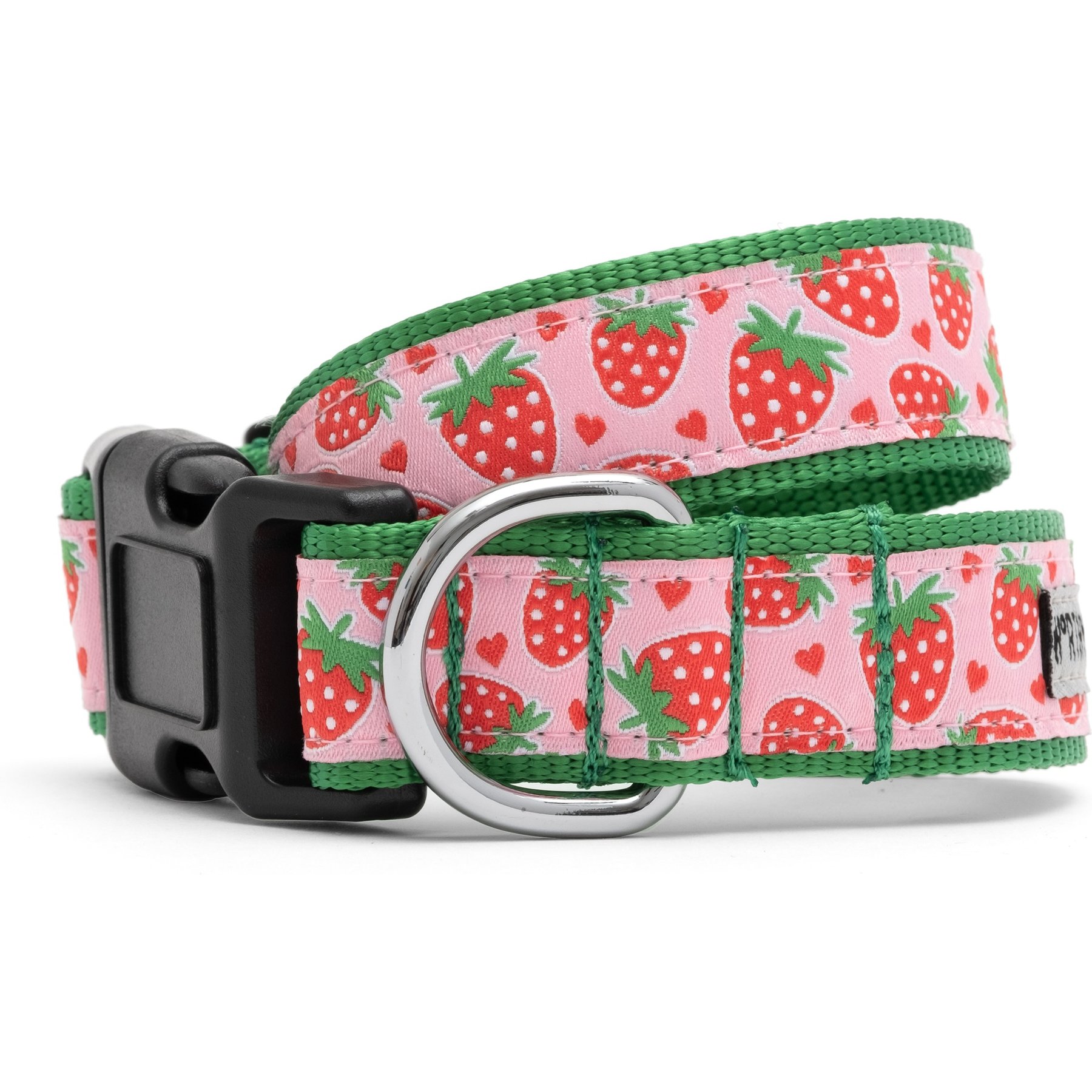 The Worthy Dog Strawberries Dog Collar, Pink, X-Small: 5 to 11-in neck, 1/2-in wide