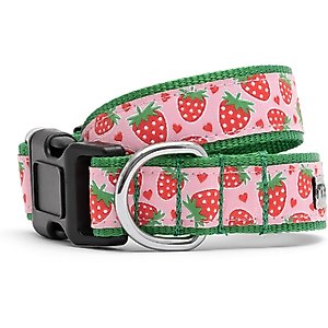 The Worthy Dog Strawberries Dog Collar, Pink, Small: 8 to 14-in neck, 5/8-in wide