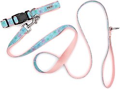 The Worthy Dog Starfish Floral Dog Collar, Blue, Medium: 11 to 17-in neck, 1-in wide slide 2 of 3