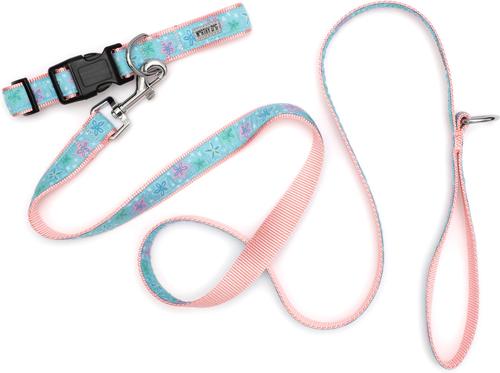 Show full view: The Worthy Dog Starfish Floral Dog Collar, Blue, X-Large: 17 to 23-in neck, 1-in wide slide 3 of 3