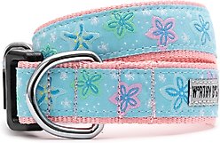 The Worthy Dog Starfish Floral Dog Collar, Blue, Medium: 11 to 17-in neck, 1-in wide