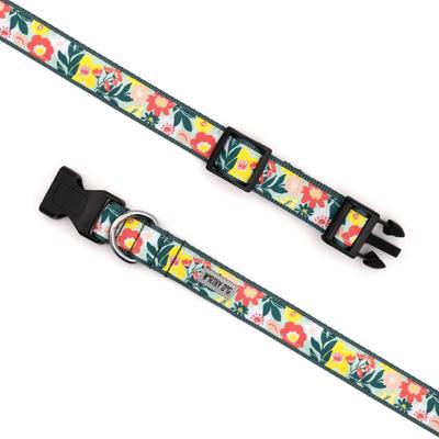 Show full view: The Worthy Dog Spring Bouquet Dog Collar, Green, Large: 14 to 20-in neck, 1-in wide slide 3 of 5