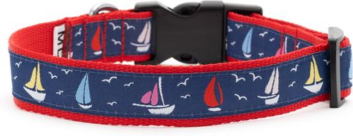 Show full view: The Worthy Dog Sailboats Dog Collar, Navy, X-Large: 17 to 23-in neck, 1-in wide slide 4 of 5