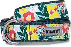 The Worthy Dog Spring Bouquet Dog Collar, Green, Large: 14 to 20-in neck, 1-in wide
