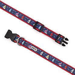 The Worthy Dog Sailboats Dog Collar, Navy, X-Small: 5 to 11-in neck, 1/2-in wide slide 2 of 5