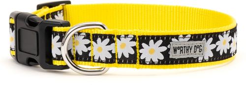 Show full view: The Worthy Dog Lazy Daisy Dog Collar, Black, Small: 8 to 14-in neck, 5/8-in wide slide 2 of 4