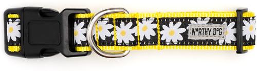 Show full view: The Worthy Dog Lazy Daisy Dog Collar, Black, Small: 8 to 14-in neck, 5/8-in wide slide 3 of 4