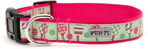 Show full view: The Worthy Dog Pickleball Dog Collar, Pink, Medium: 11 to 17-in neck, 1-in wide slide 3 of 5