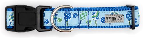 Show full view: The Worthy Dog Pickleball Dog Collar, Blue, Large: 14 to 20-in neck, 1-in wide slide 3 of 4