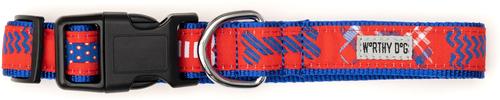 Show full view: The Worthy Dog Preppy Bones Dog Collar, Red/White/Blue, Large: 14 to 20-in neck, 1-in wide slide 2 of 5