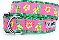 The Worthy Dog Pineapples Dog Collar, Pink, X-Small: 5 to 11-in neck, 1/2-in wide