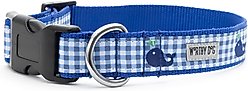 The Worthy Dog Gingham Whales Dog Collar, Blue, Medium: 11 to 17-in neck, 1-in wide slide 2 of 5