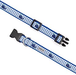 The Worthy Dog Gingham Whales Dog Collar, Blue, Small: 8 to 14-in neck, 5/8-in wide slide 2 of 5