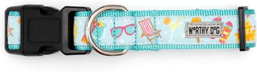 Show full view: The Worthy Dog Life's a Beach Dog Collar, Mint Green, Medium: 11 to 17-in neck, 1-in wide slide 3 of 4