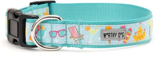 Show full view: The Worthy Dog Life's a Beach Dog Collar, Mint Green, Medium: 11 to 17-in neck, 1-in wide slide 2 of 4