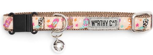 Show full view: The Worthy Dog Wild Wild West Cat Collar, Beige, 9 to 11-in neck, 1/2-in wide slide 2 of 3