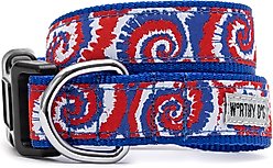 The Worthy Dog Kaleidoscope Dog Collar, Red/White/Blue, X-Small: 5 to 11-in neck, 1/2-in wide