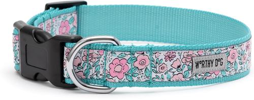 Show full view: The Worthy Dog Garden Party Dog Collar, Pink, Medium: 11 to 17-in neck, 1-in wide slide 3 of 5