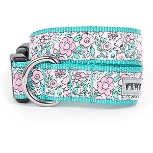 The Worthy Dog Garden Party Dog Collar, Pink, X-Large: 17 to 23-in neck, 1-in wide