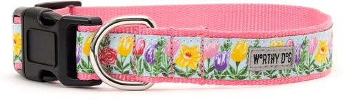 Show full view: The Worthy Dog Hello Spring Dog Collar, Blue, Medium: 11 to 17-in neck, 1-in wide slide 3 of 5