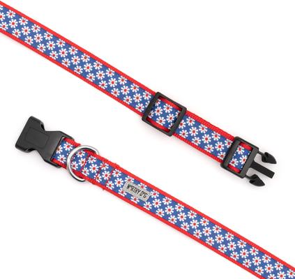 Show full view: The Worthy Dog Daisies Dog Collar, Navy, Small: 8 to 14-in neck, 5/8-in wide slide 3 of 5