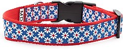 The Worthy Dog Daisies Dog Collar, Navy, Medium: 11 to 17-in neck, 1-in wide slide 2 of 5