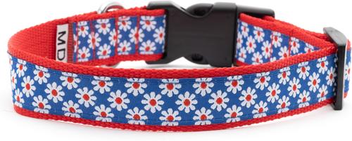 Show full view: The Worthy Dog Daisies Dog Collar, Navy, Small: 8 to 14-in neck, 5/8-in wide slide 4 of 5