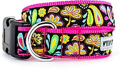 The Worthy Dog Floral Paisley Dog Collar, Black, Medium: 11 to 17-in neck, 1-in wide