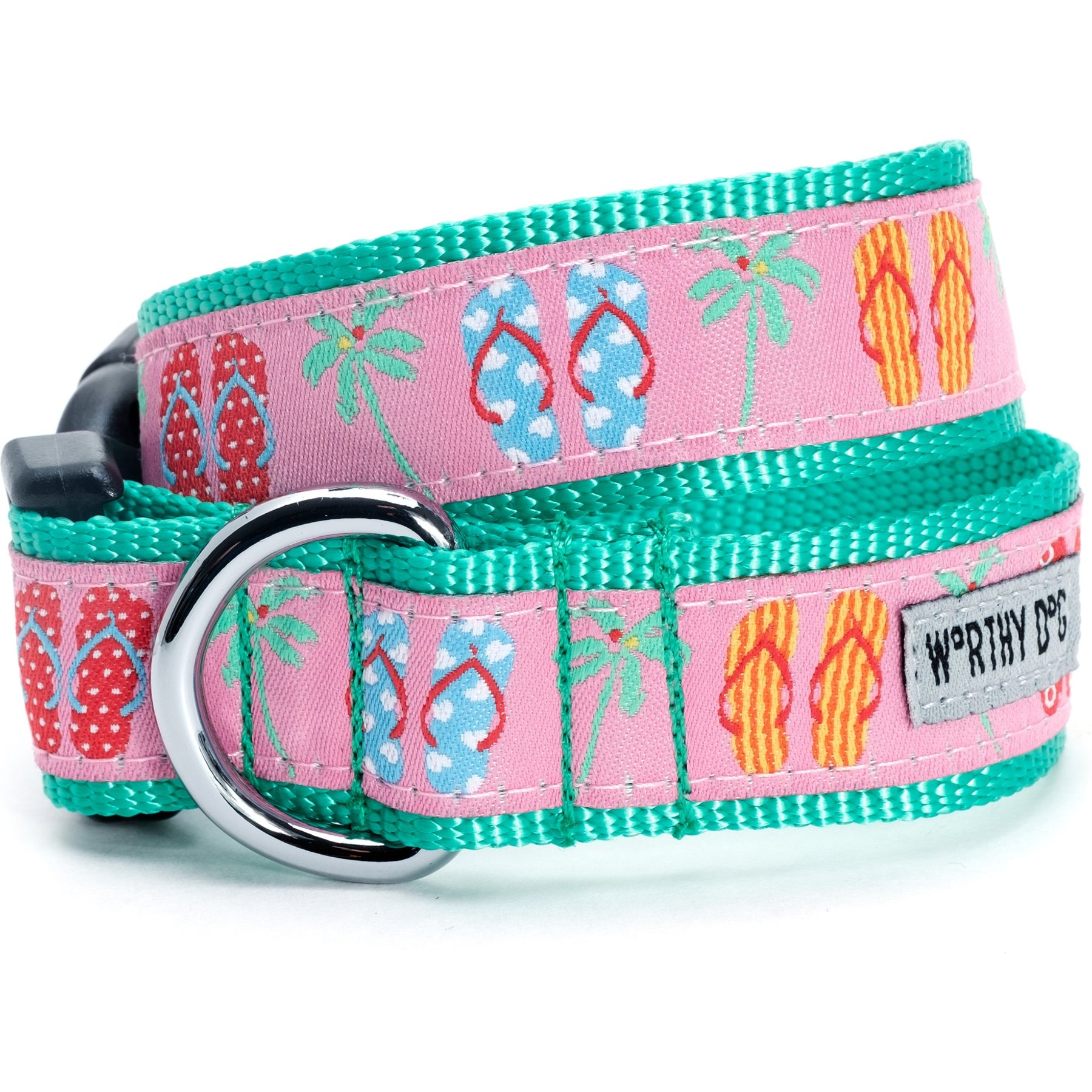 The Worthy Dog Flip Flops Dog Collar, Pink, X-Small: 5 to 11-in neck, 1/2-in wide
