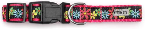 Show full view: The Worthy Dog Blossoms Dog Collar, Black, X-Small: 5 to 11-in neck, 1/2-in wide slide 3 of 3